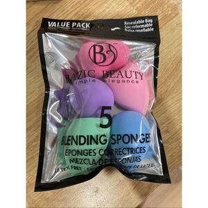 Basic Beauty 5-Pack Makeup Blending Sponges Latex Free New Sealed
